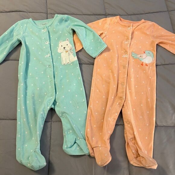 9m fleece footed pajama two pack dog and bird - Picture 1 of 5